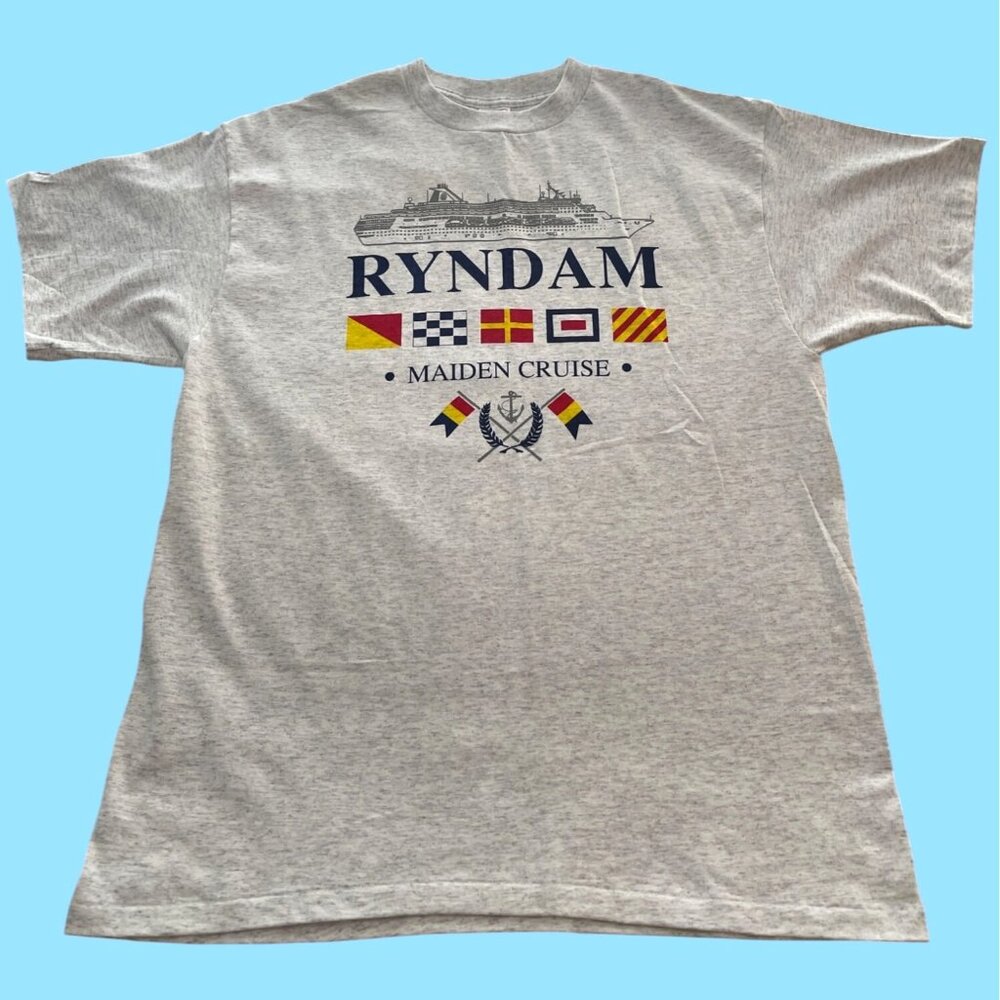 Cruise Line Holland America Ryndam Flag 1994 Maiden Voyage XL Cotton T Shirt VTG - Picture 4 of 9